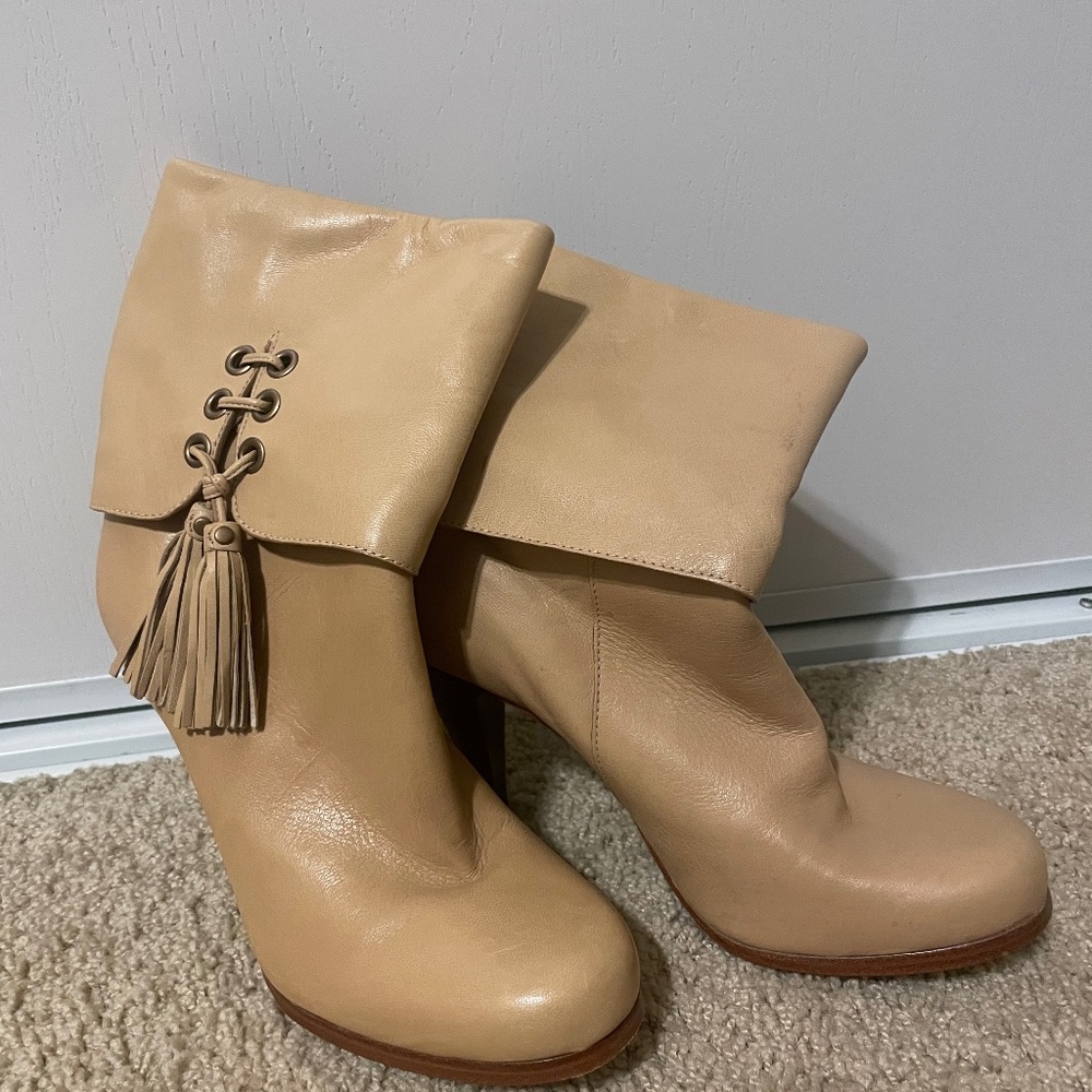Coach Tan Booties w/Tassel